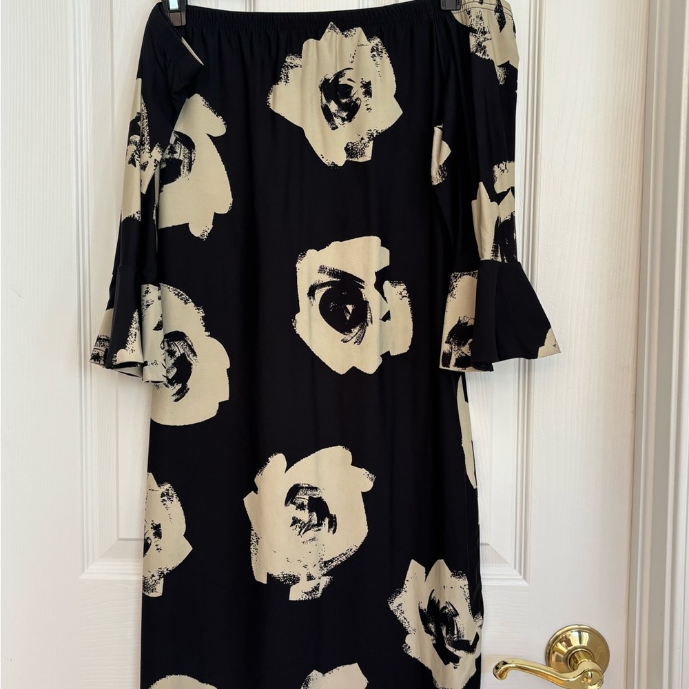 Cream and White Off the Shoulder Sundress with Bell Sleeves